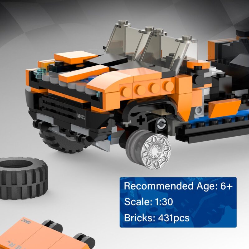Artboard13_cf3a3bb4-7aef-4bb6-ba1c-d2196bba12f2.jpg GMC Hummer EV 1/30 Scale Model Building Bricks Kit, 431pcs