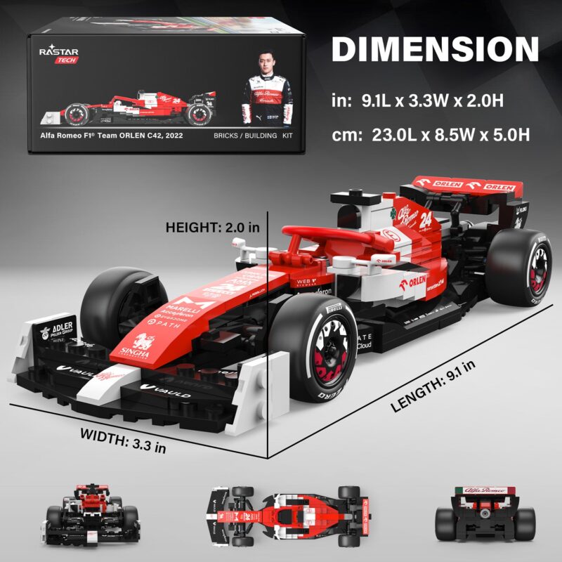 Alfa Remeo F1 C42 1/24 Race Car Model Building Bricks Kit, 340pcs