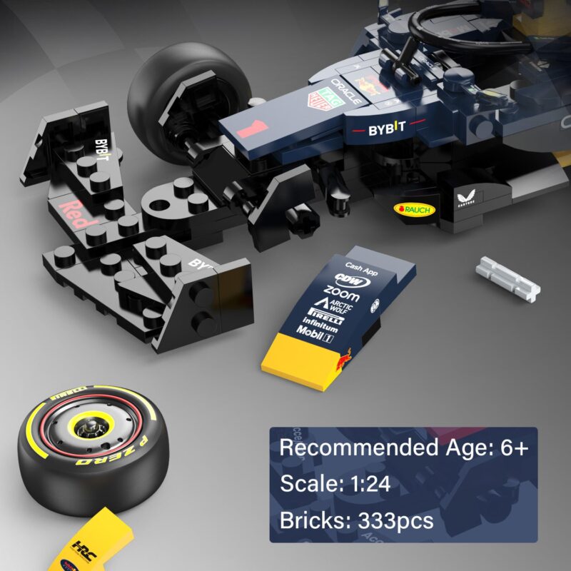 Oracle Red Bull Racing RB19 F1 1/24 Race Car Model Building Bricks Kit, 333pcs