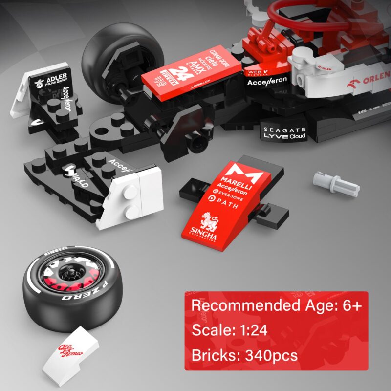 Alfa Remeo F1 C42 1/24 Race Car Model Building Bricks Kit, 340pcs